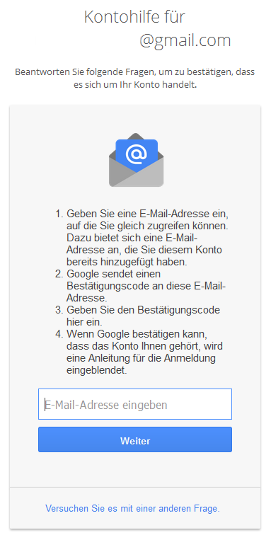 Google Kontohilfe E-Mail